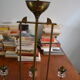 Rectangular Art Deco Chandelier 6 Golden Brass Lights