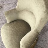 Green velvet toad armchair