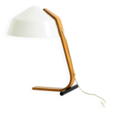 Original Space Age 1960s plywood table lamp with plastic shade by Temde