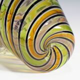 Glass vase "a canne" by Fratelli Toso with handles, Murano, Italy, circa