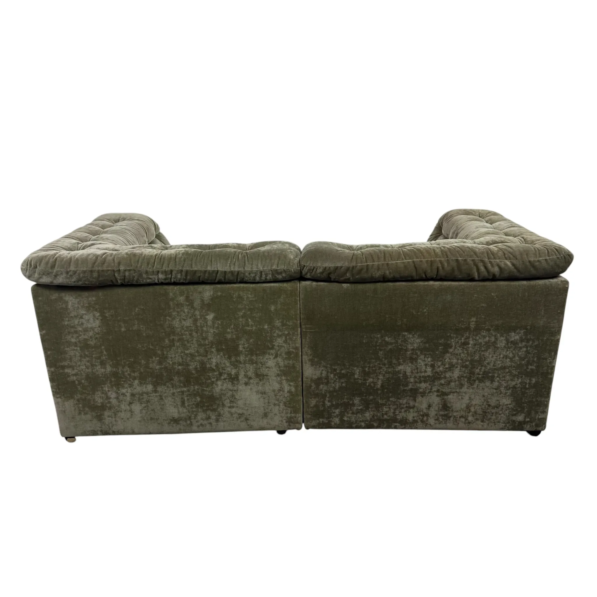 Vintage Modular Velvet Sofa Olive 2 seater