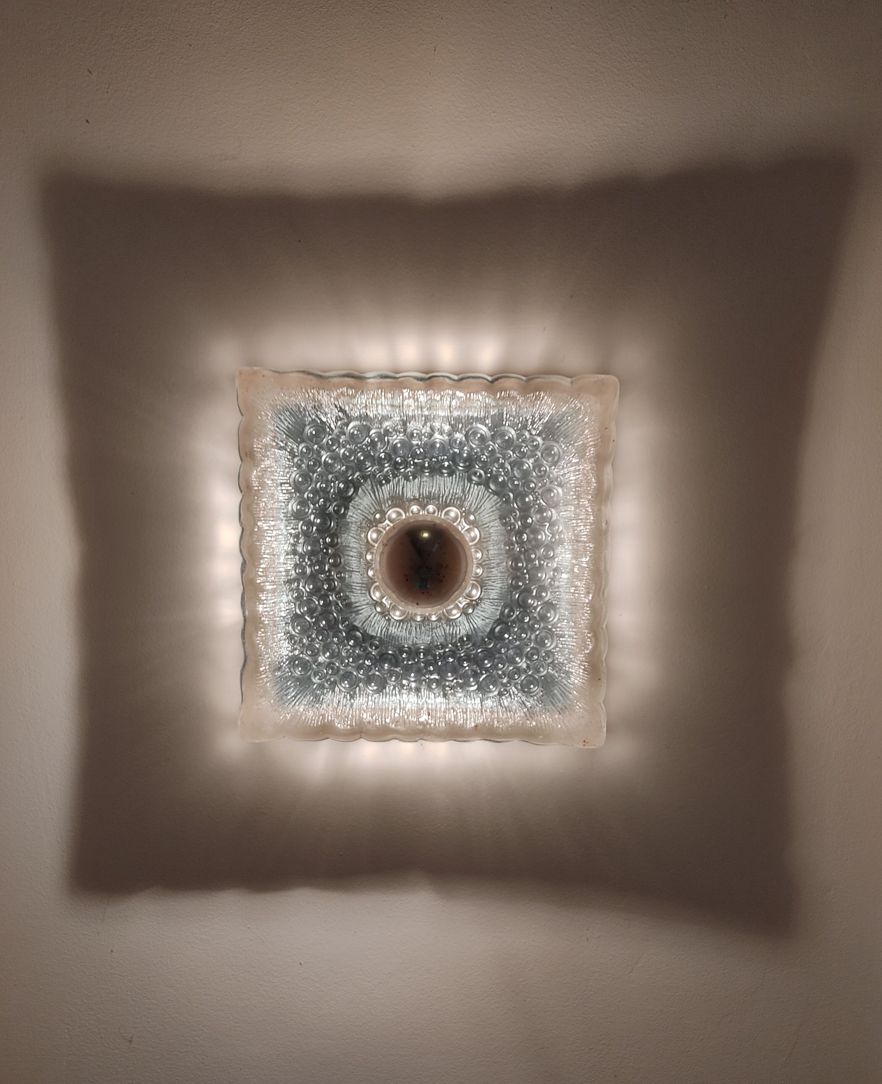 Vintage Hustadt Leuchten glass ceiling light