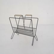Mid-century black metal magazine stand, The Netherlands 1950's