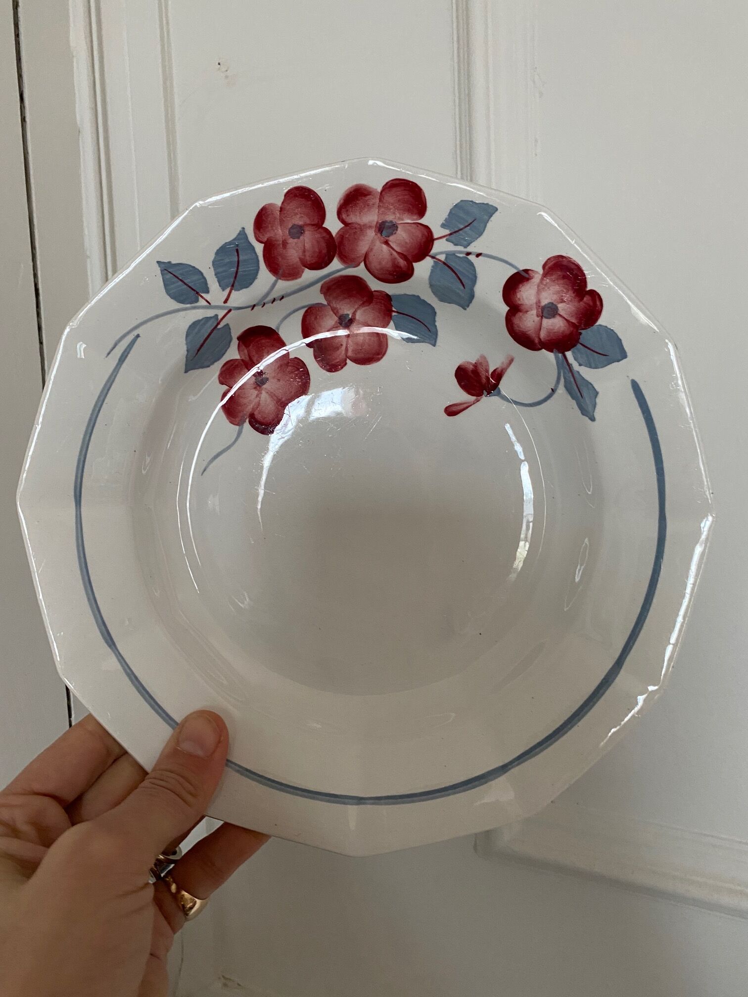 Assiette à Soupe Cannage Montaigne, Blanc Et Beige