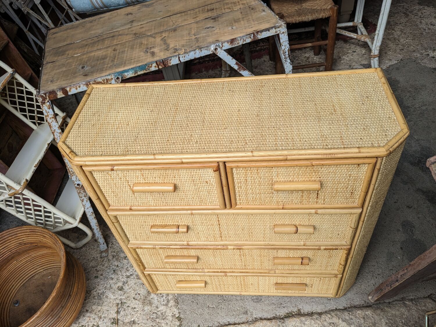 Rattan chest of drawers