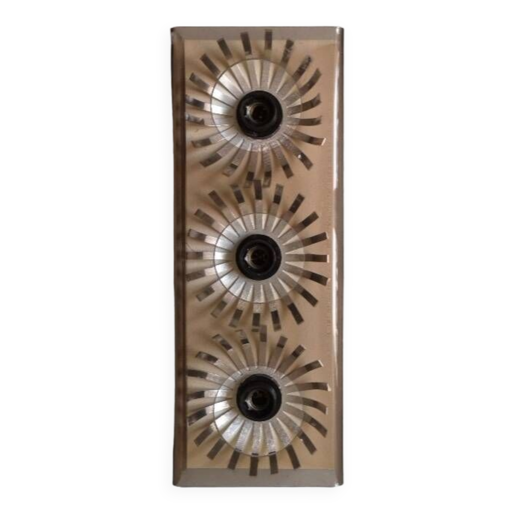 Chromed metal and plexiglass 3-lamp wall light, 1970 design