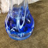 Large vintage blue glass vase