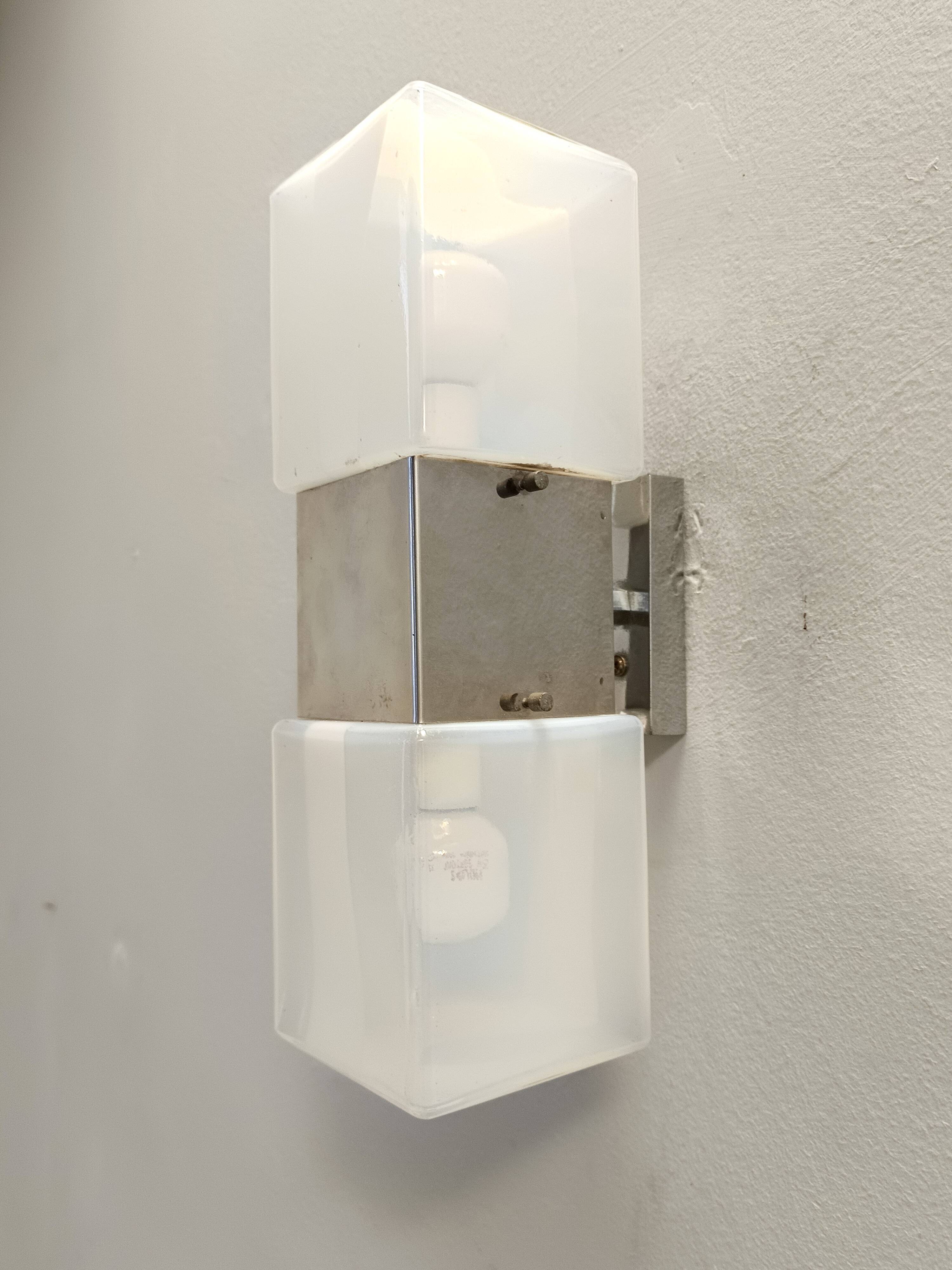 Two-Light Murano Glass and Chrome-plated Metal Sconce by Carlo Nason for Ma