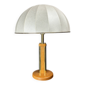 Lampe de table autrichienne en chêne et laiton des années 1960-1970, abat-jour en forme de champignon.