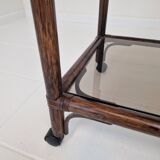 Italian Bas Card or Trolley in Bentwood and Smoked Glass, 1970's