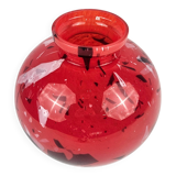 Vintage red glass ball vase