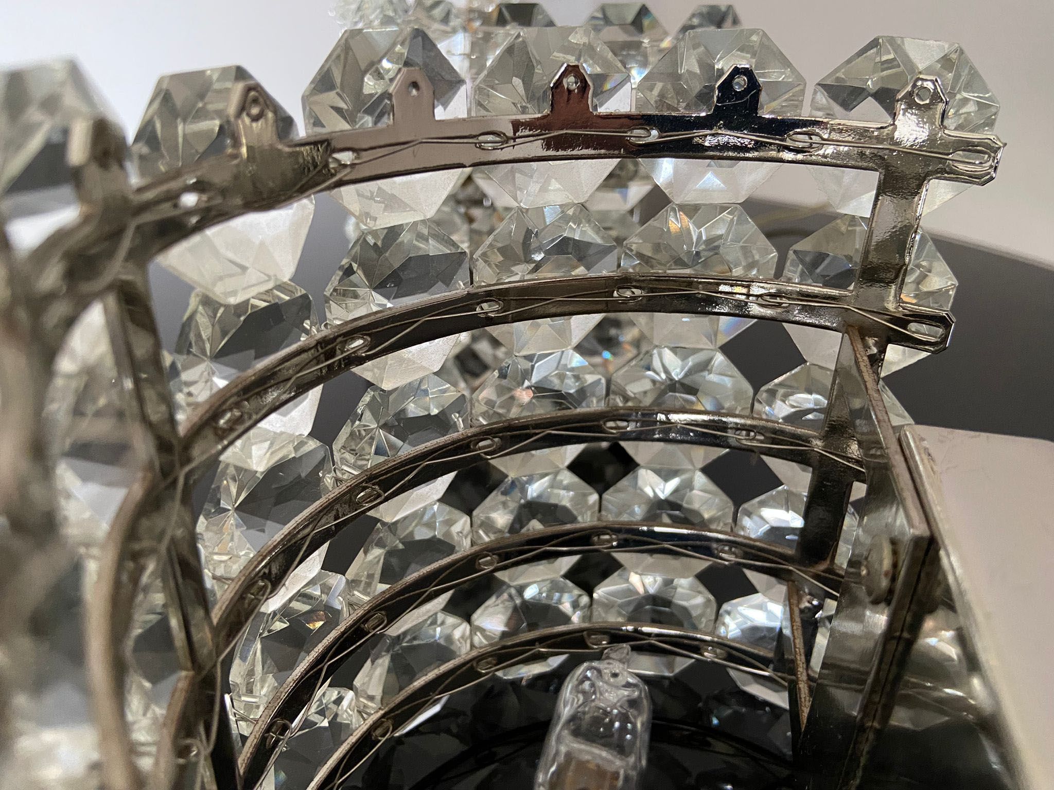 Pair of octagonal crystal wall sconces, Italy 1980s.