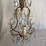 3-light bronze, crystal and Murano glass chandelier