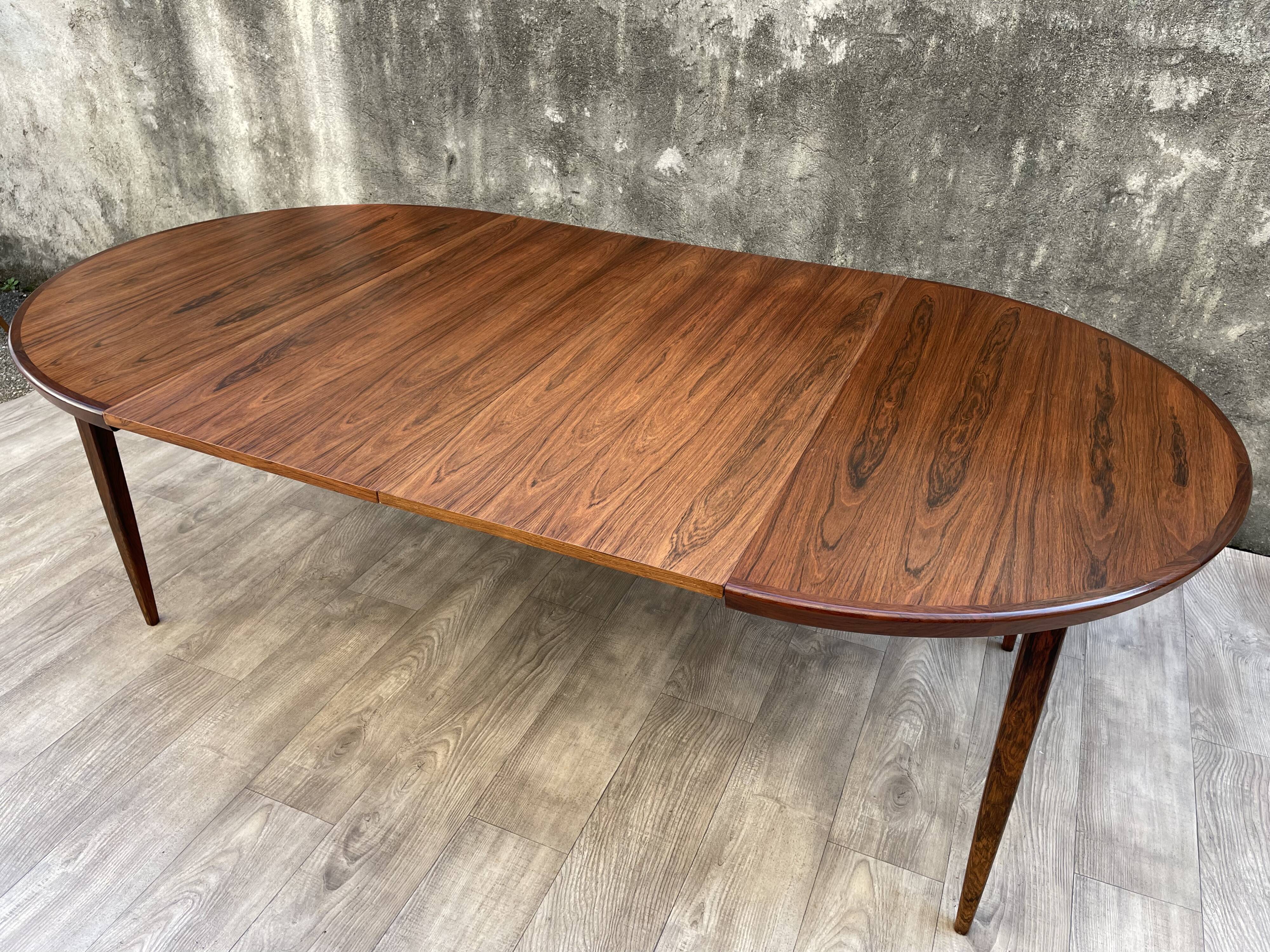 Table scandinave extensible en palissandre, 1960s