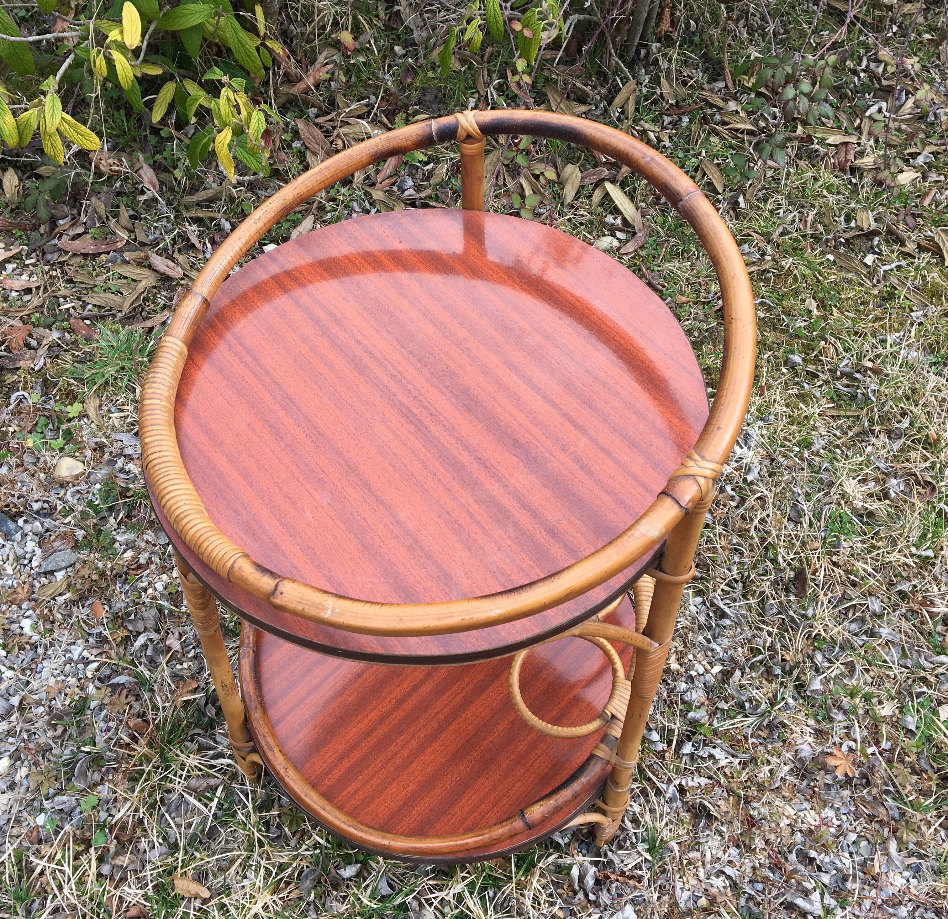 Desserte/bar , bambou et formica, années 60