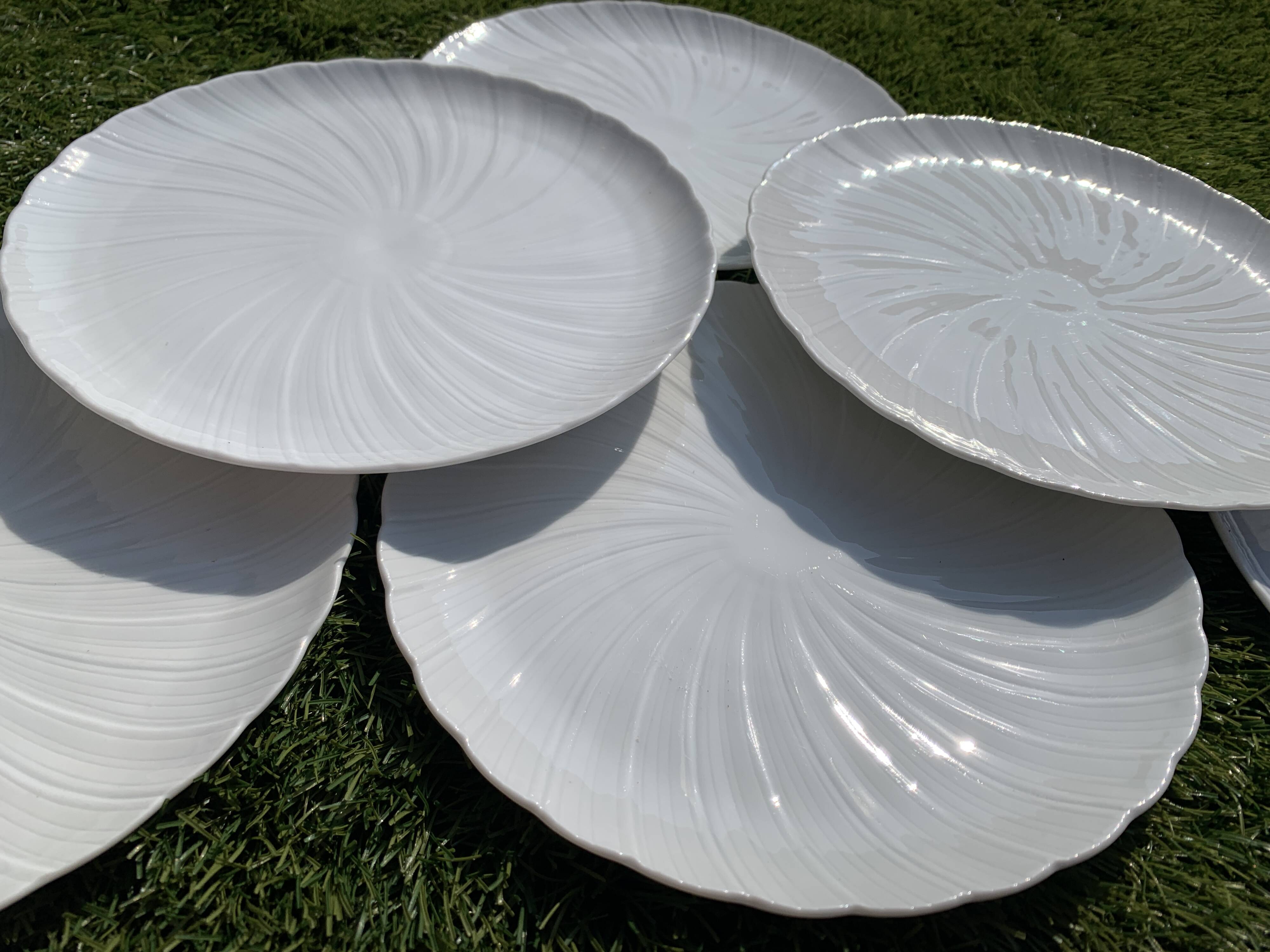 6 dessert plates in Godronnée porcelain from Limoges Bernardaud
