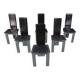Set of 6 Italian leather and green lacquer dining chairs, 1980s