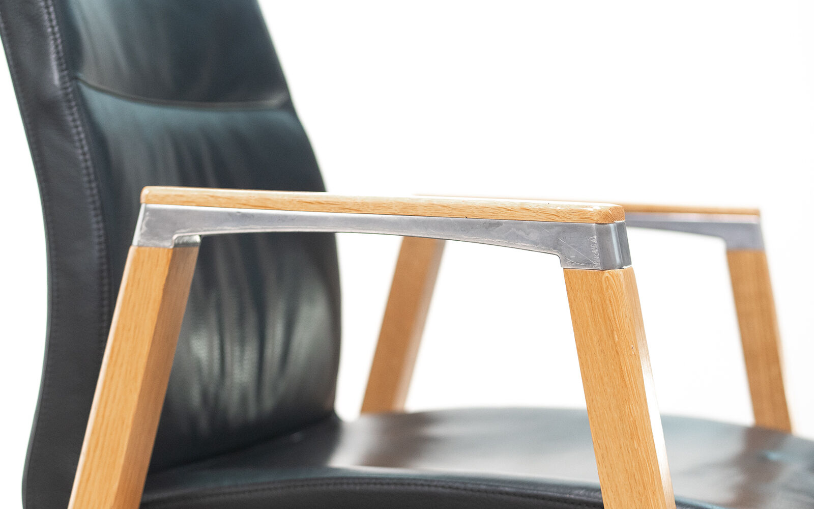 A Set of Four Sven Christiansen for Sven Fulcrum Leather Office Armchairs