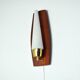 Applique murale scandinave moderne danoise en teck, laiton et verre opalin, années 1960