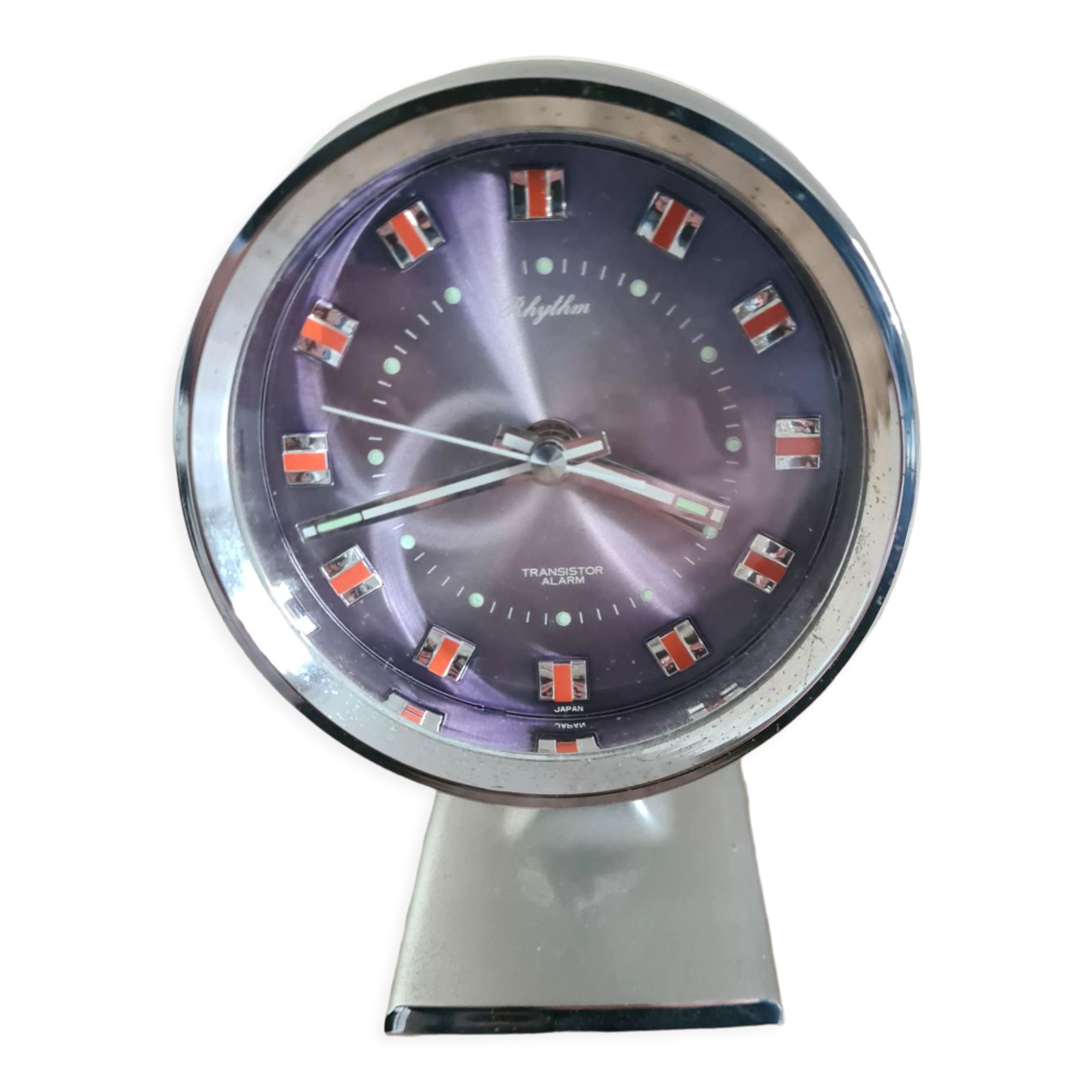 Old alarm clock Rhythm foot Tulip 70s Japan