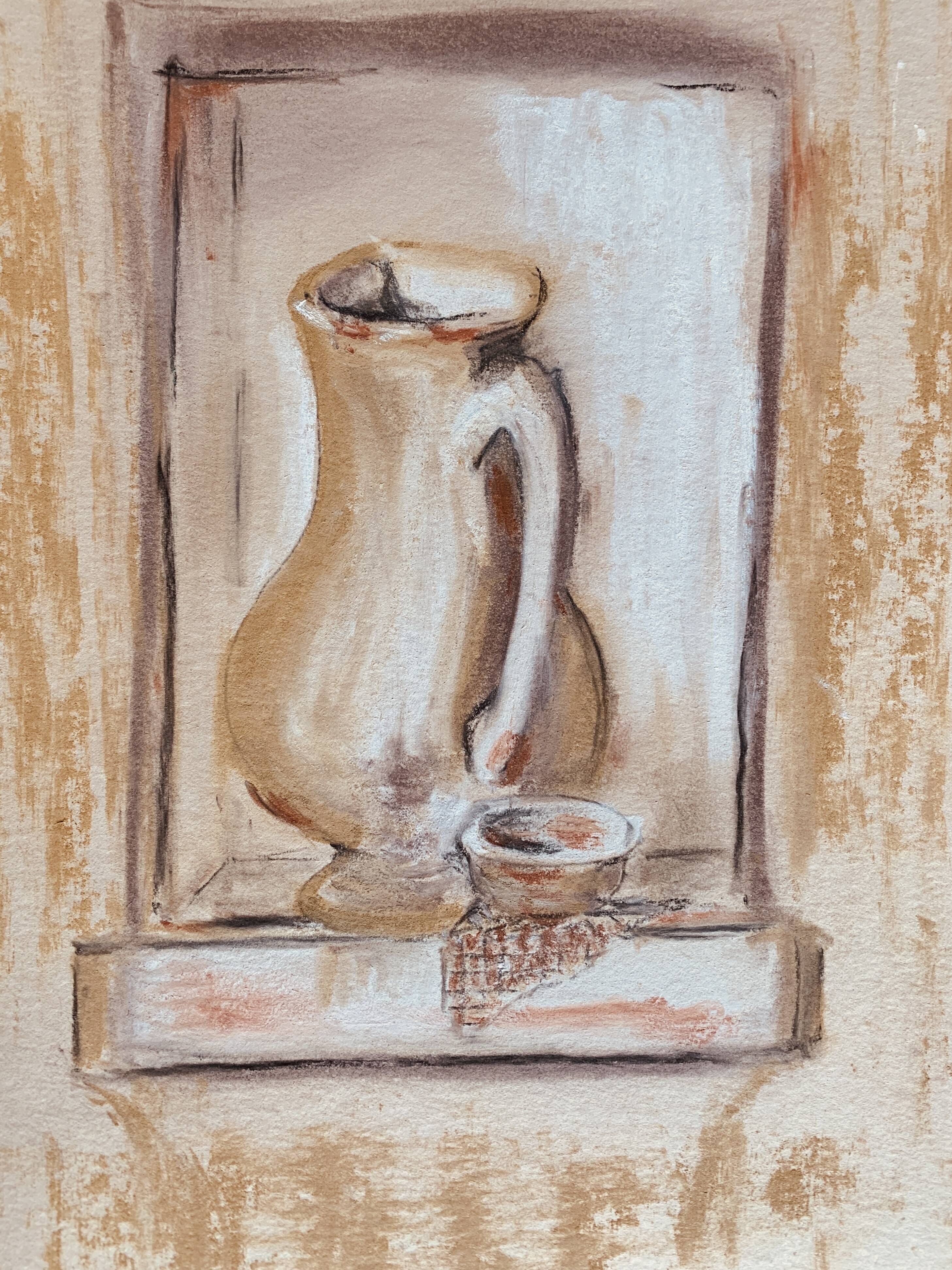 Signed still life painting in Provence "alcove with the jug"