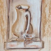 Signed still life painting in Provence "alcove with the jug"