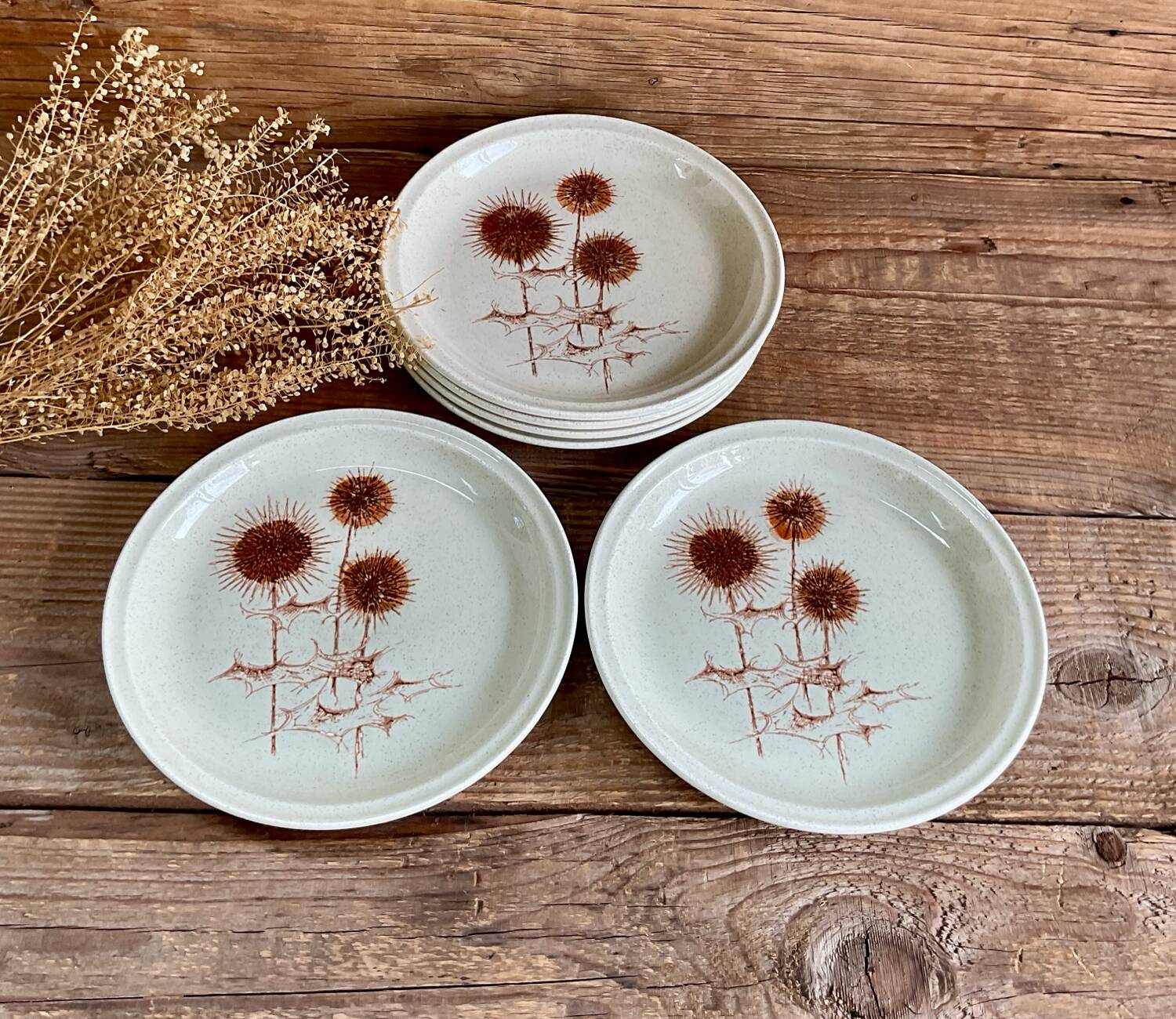 6 Sarreguemines “thistle” stoneware plates