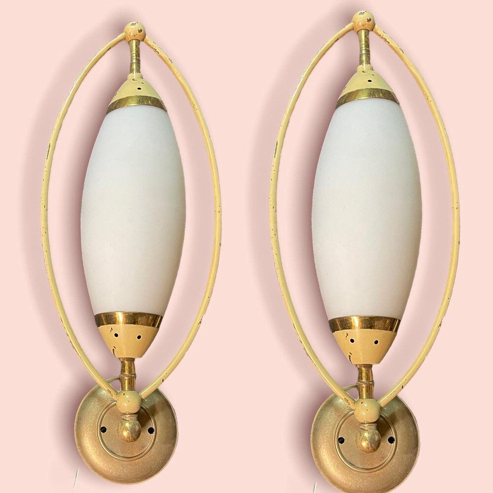 Italian opaline glass sconces