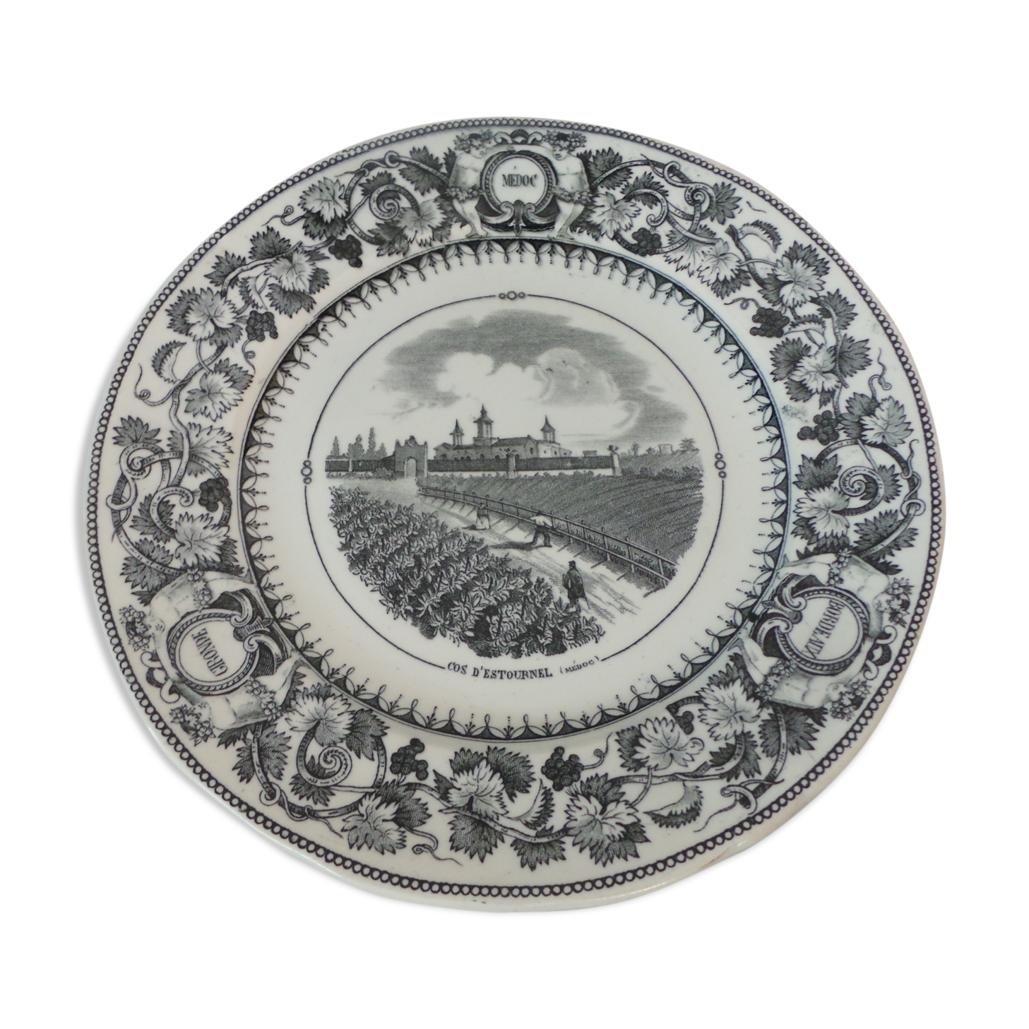 Decorative plate Château Cos d'Estournel Medoc Bordeaux Vieillard