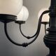 Vintage "Lamppost" in opaline and wood 6 fires