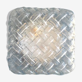 Square ceiling lamp in molded glass