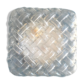 Square ceiling lamp in molded glass