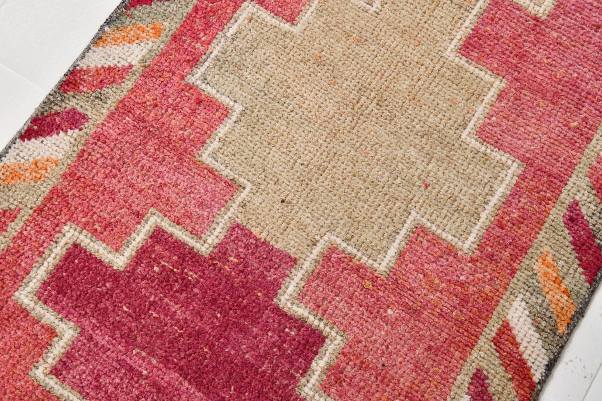 3x10 Orange & Red Turkish Vintage Runner Rug, 97x301Cm SK 22031