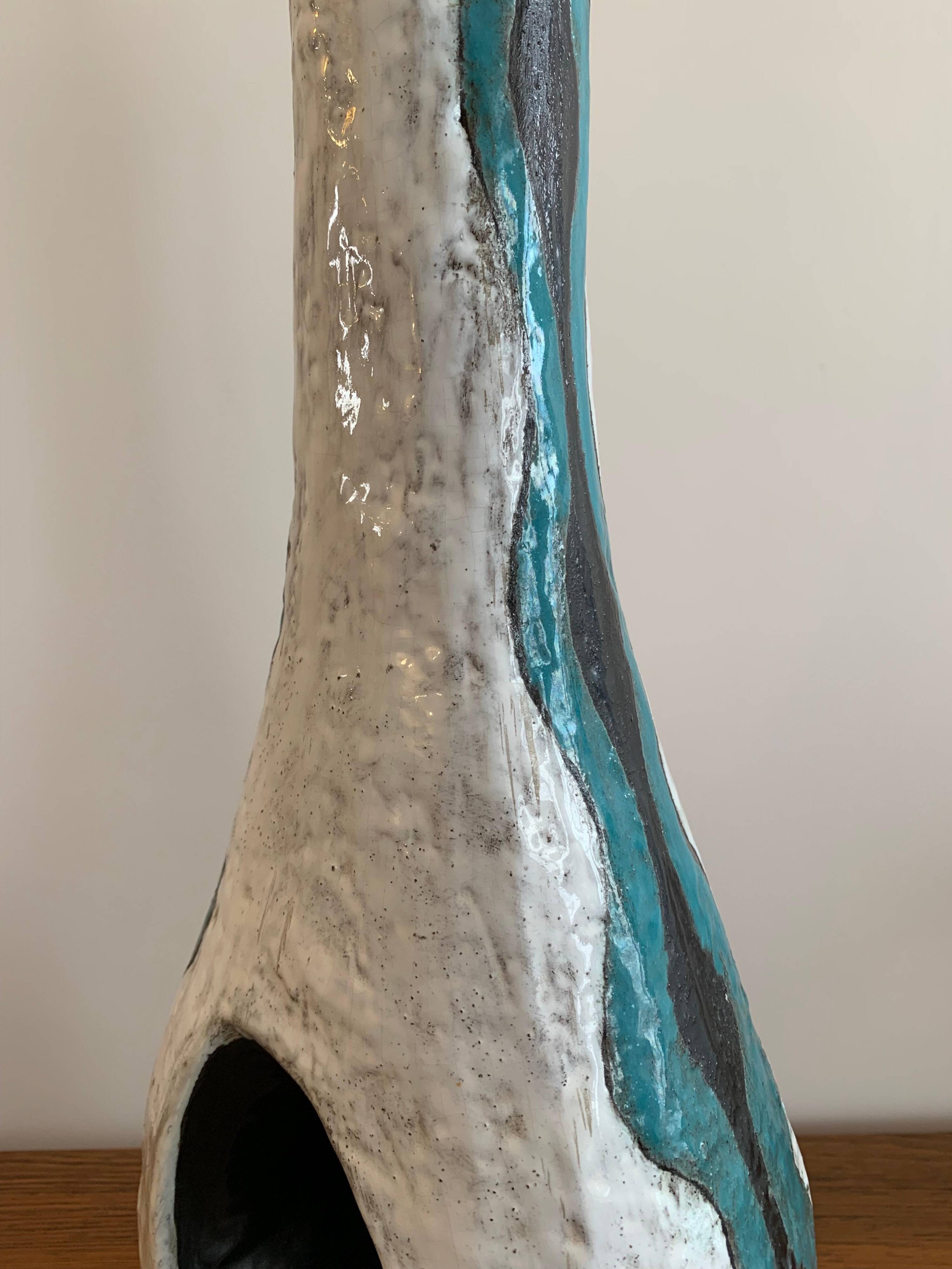 Asymmetrical ceramic lamp Vallauris France 1950, signed, unique