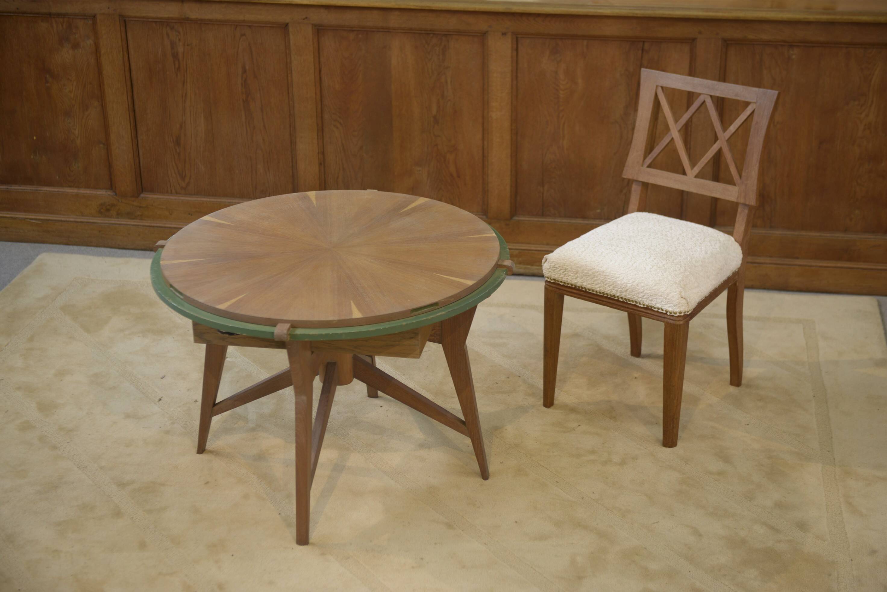 Table de jeux / guéridon en chêne 1940’s