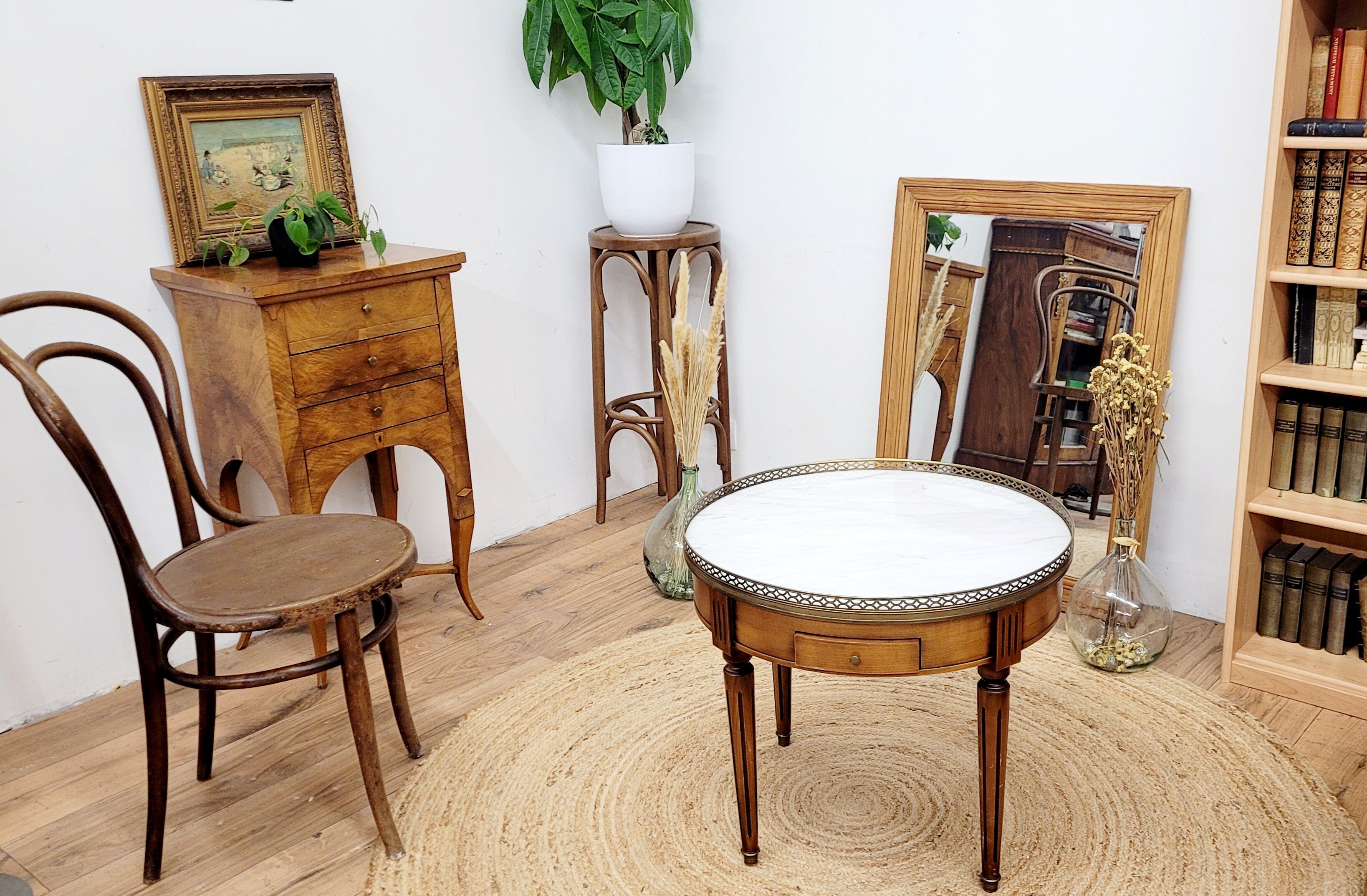 Wooden and marble coffee table