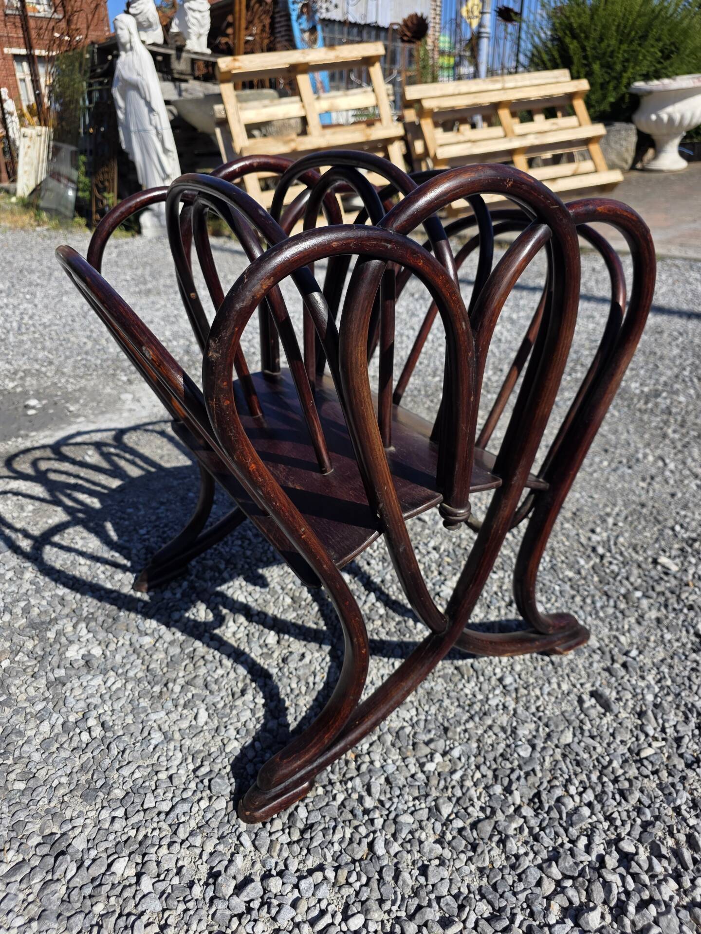 Thonet curved wood magazine rack Art Nouveau