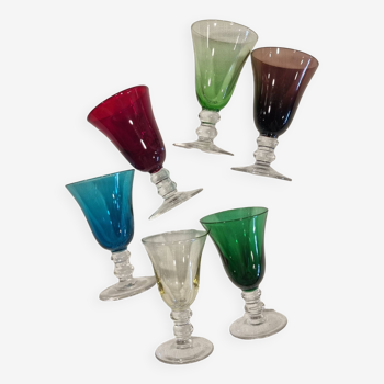 6 multi-colored liquor glasses