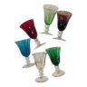6 verres liqueur multicolors