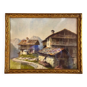 Old painting, Savoyard landscape, signed early 20th century