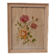 Old painting, gouache on paper, floral composition with roses, framed, under glass