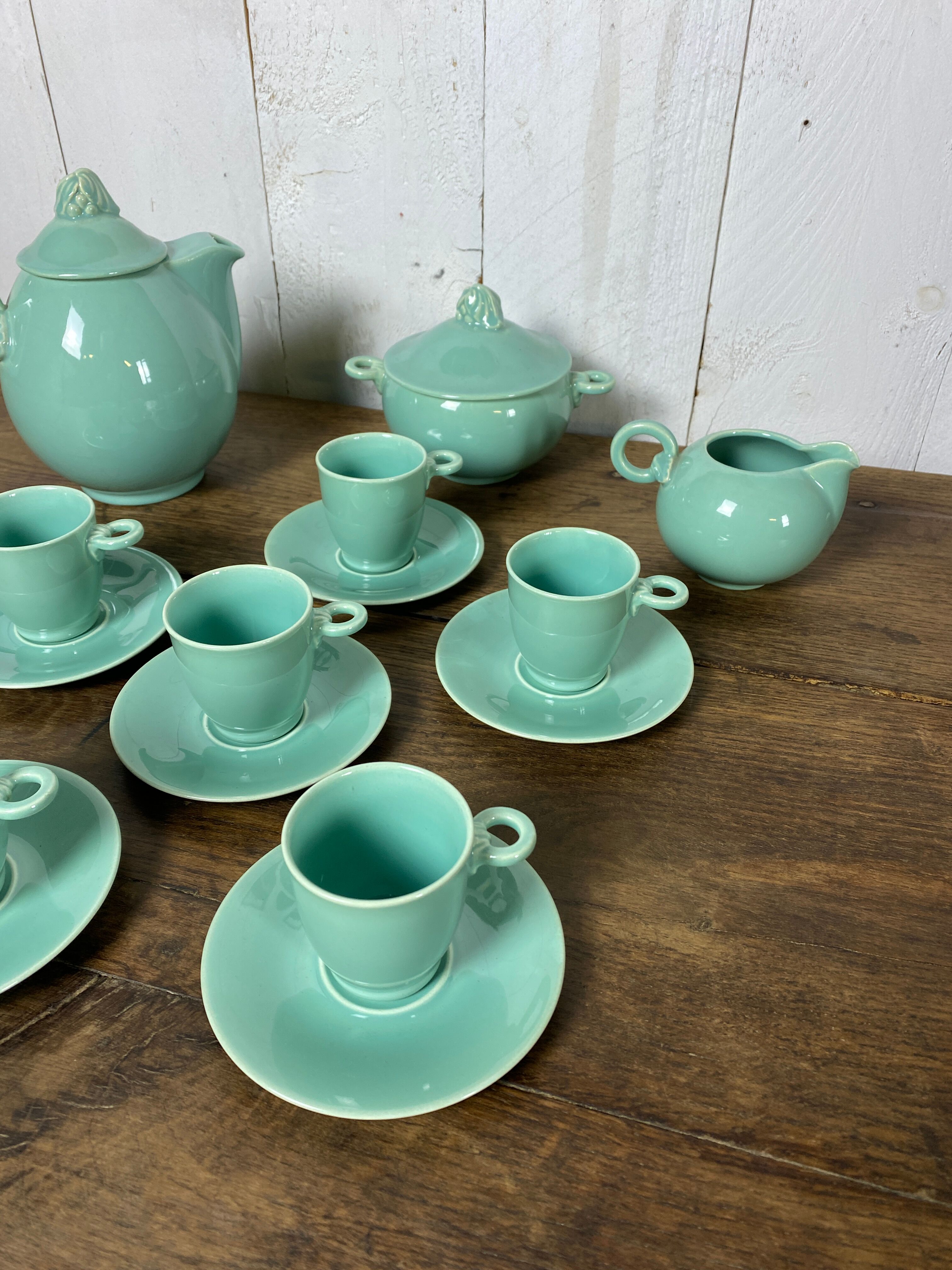 Celadon green coffee service