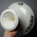 Antique compote dish "Marrons" Longchamp earthenware, polychrome ironstone.