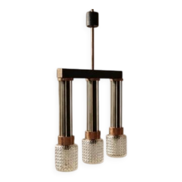 Luminaire brutaliste tchécoslovaque, éclairage de plafond du milieu du siècle, années 1970