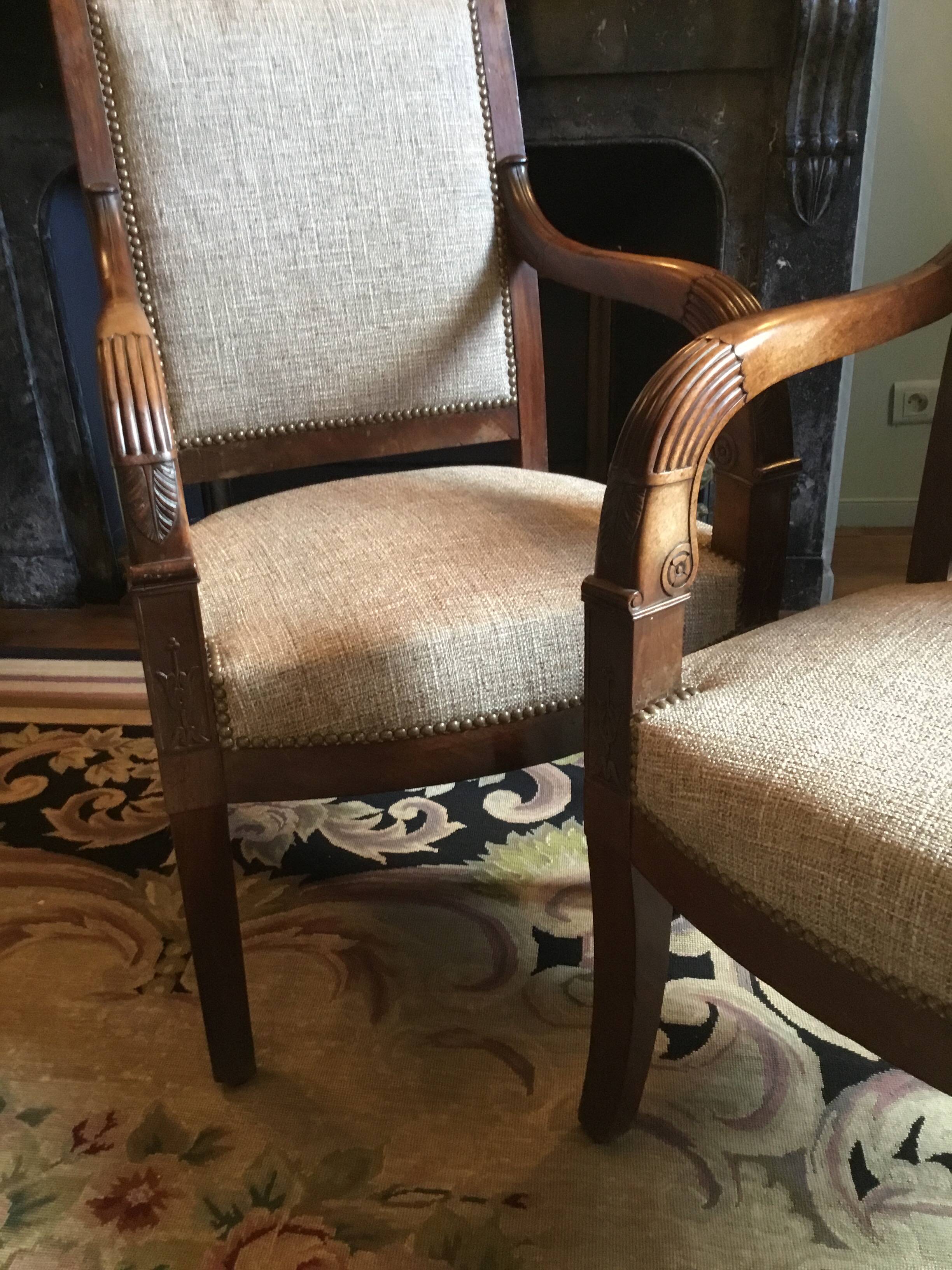Pair of Directoire period mahogany armchairs