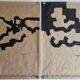 Two Eduardo Chillida screen-printed posters, abstraction on kraft paper, 50 x 70 cm