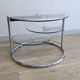 Vintage swivel coffee table with 3 glass and chrome trays – 1980s