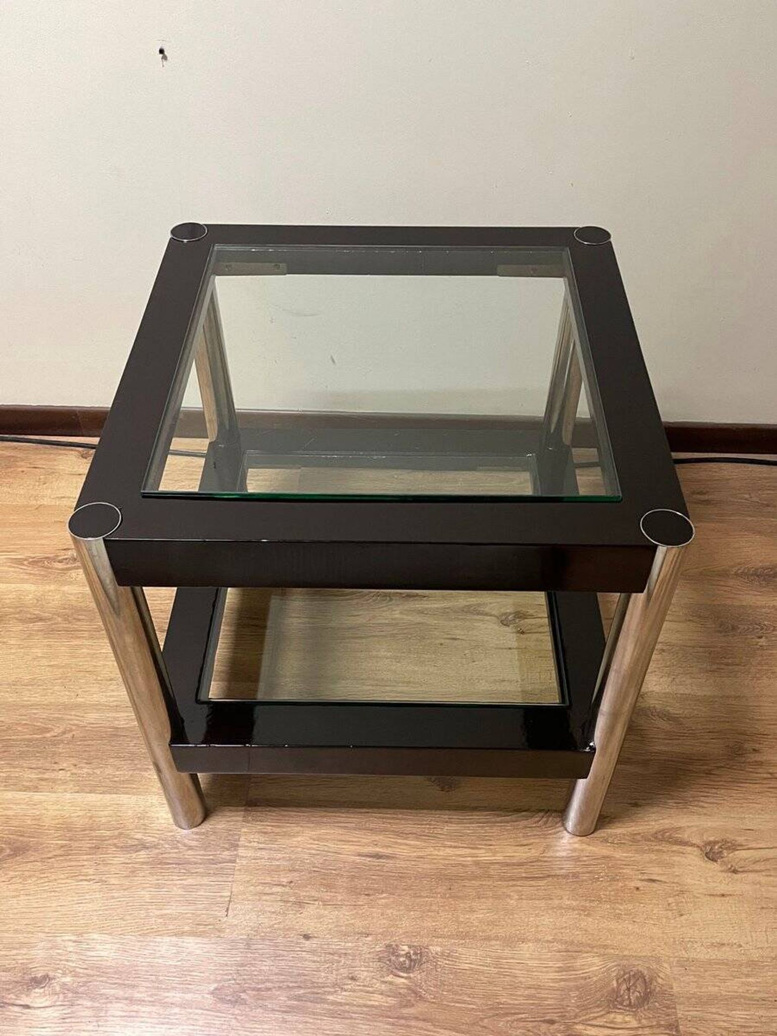 Modern coffee table with glass shelves, 1970s
