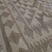 Khaki Brown Kilim Rug, Afghan Wool Flatweave, Handmade Geometric Tribal Rug