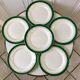set of 6 flat plates Digoin Sarreguemines model "Martine" green and golden 50s